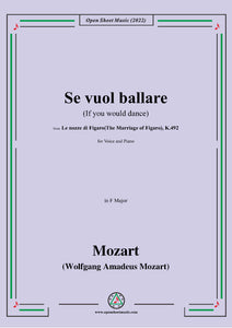 Mozart-Se vuol ballare(If you would dance),in F Major,from 'Le nozze di Figaro(The Marriage of Figaro),K.492',for Voice and Piano