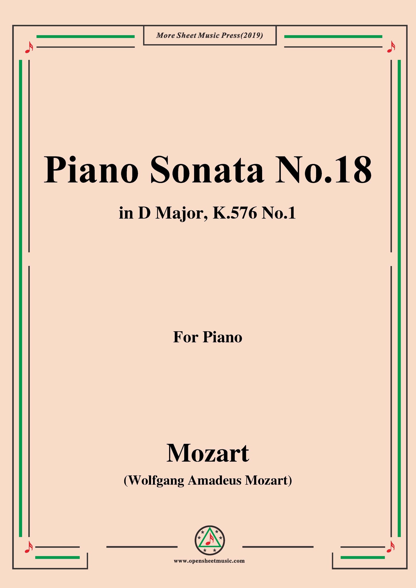 Mozart Piano Sonata No.18 in D Major,K.576,No.1 – Open Sheet Music
