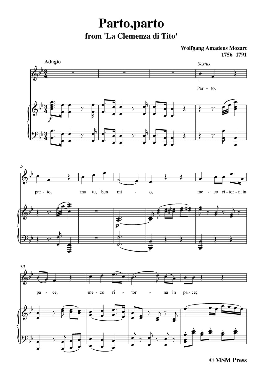 W. A. Mozart Parto,parto – Open Sheet Music