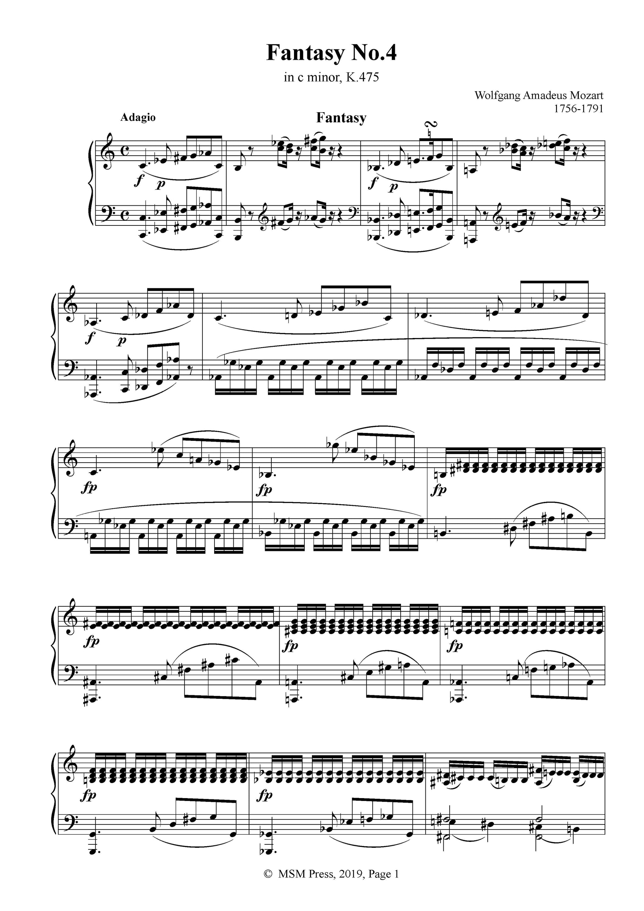 専門ショップ – minor,K.475 c in No.4 Fantasy Mozart Open Music Sheet コレクション