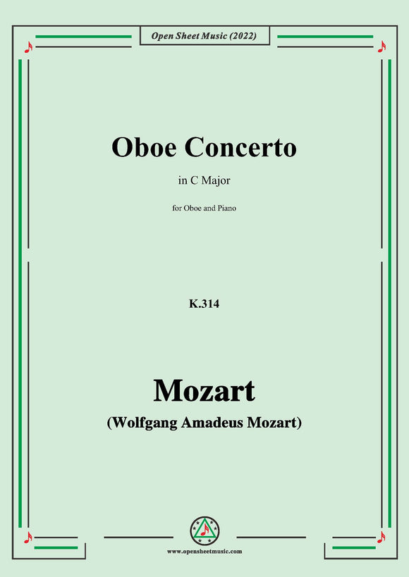 Mozart-Oboe Concerto,K.314,in C Major,for for Oboe and Piano