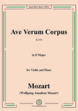 Mozart-Ave Verum Corpus,K.618,in D Major,for Violin and Piano