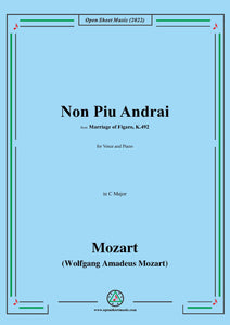Mozart-Non Piu Andrai,from Marriage of Figaro,in C Major,for Voice and Piano
