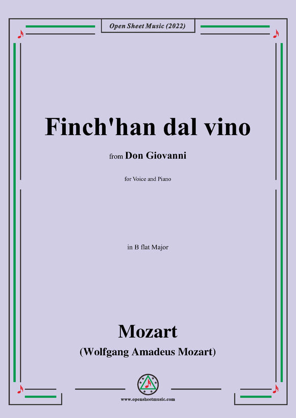 Mozart-Finch'han dal vino,from 'Don Giovanni,K.527',in B flat Major