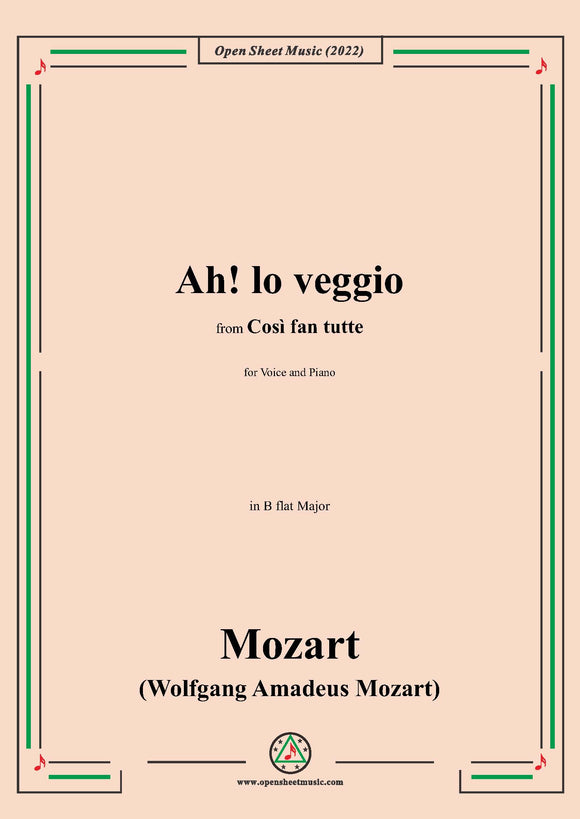Mozart-Ah!lo veggio,in B flat Major,for Voice and Piano