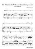 Mozart-Aria:Ein Mädchen oder Weibchen wünscht Papageno sich,in F Major