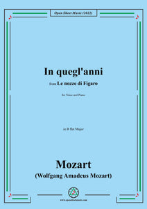 Mozart-In quegl'anni,in B flat Major,from Le nozze di Figaro,for Voice and Piano