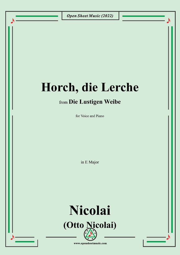 Nicolai-Horch,die Lerche,in E Major,from Die Lustigen Weibe