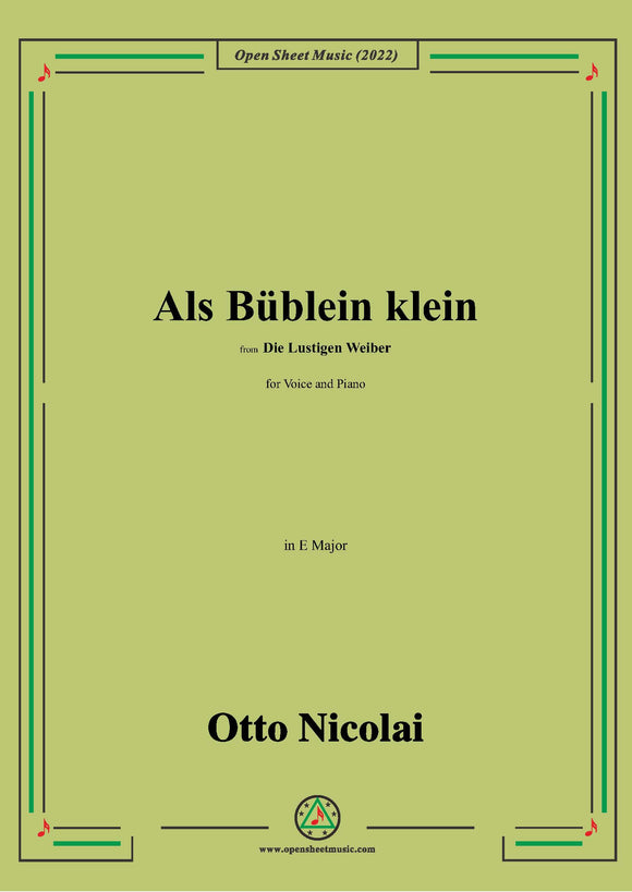 Nicolai-Als Bublein klein