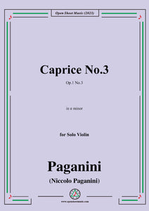 Paganini-Caprice No.3,Op.1 No.3,in e minor,for Solo Violin