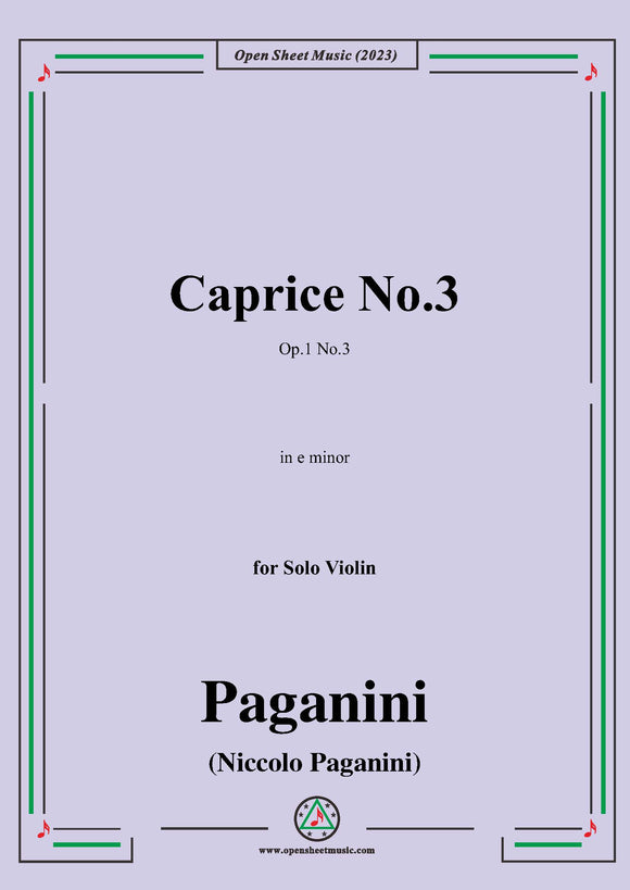Paganini-Caprice No.3,Op.1 No.3,in e minor,for Solo Violin