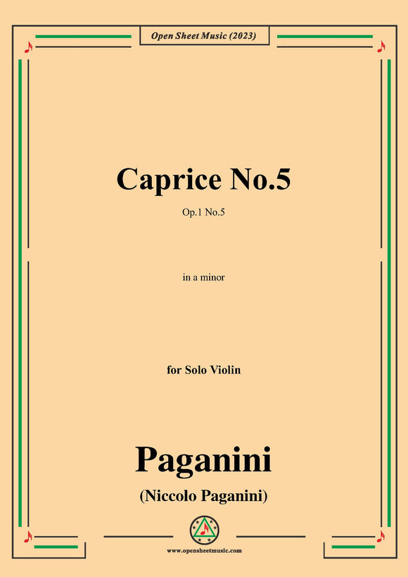 Paganini-Caprice No.5,Op.1 No.5,in a minor,for Solo Violin