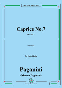 Paganini-Caprice No.7,Op.1 No.7,in a minor,for Solo Violin