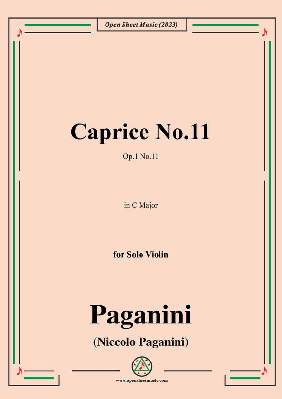 Paganini-Caprice No.11,Op.1 No.11,in C Major,for Solo Violin