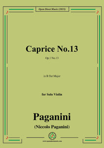 Paganini-Caprice No.13,Op.1 No.13,in B flat Major,for Solo Violin