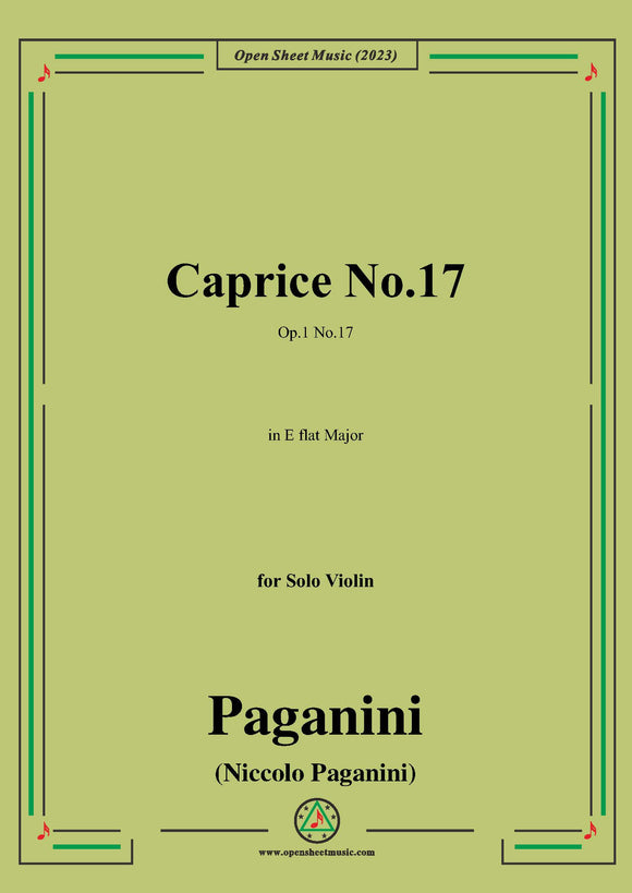 Paganini-Caprice No.17,Op.1 No.17,in E flat Major,for Solo Violin