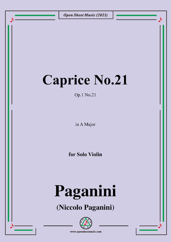 Paganini-Caprice No.21,Op.1 No.21,in A Major,for Solo Violin