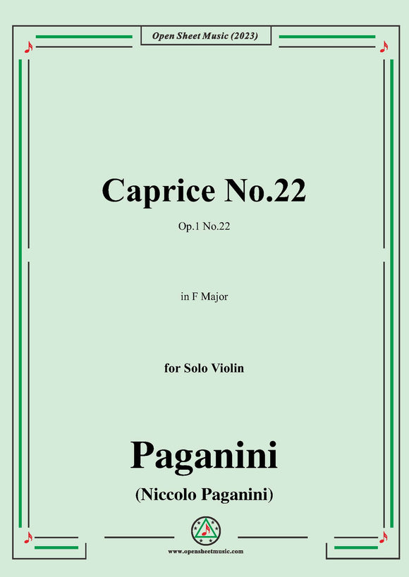 Paganini-Caprice No.22,Op.1 No.22,in F Major,for Solo Violin