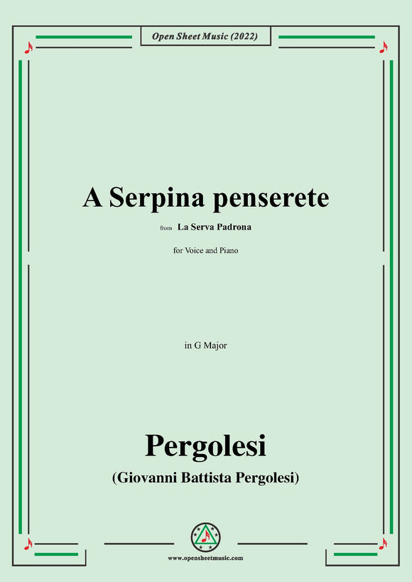 Pergolesi-A Serpina penserete,from La Serva Padrona,in G Major