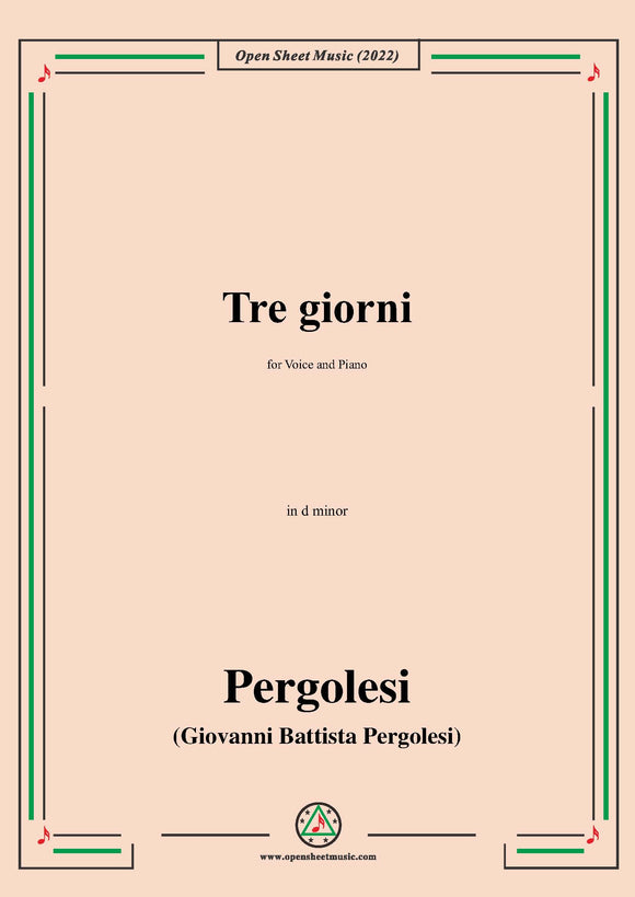 Pergolesi-Nina(Tre giorni;Ver. II) ,in d minor,for Voice and Piano