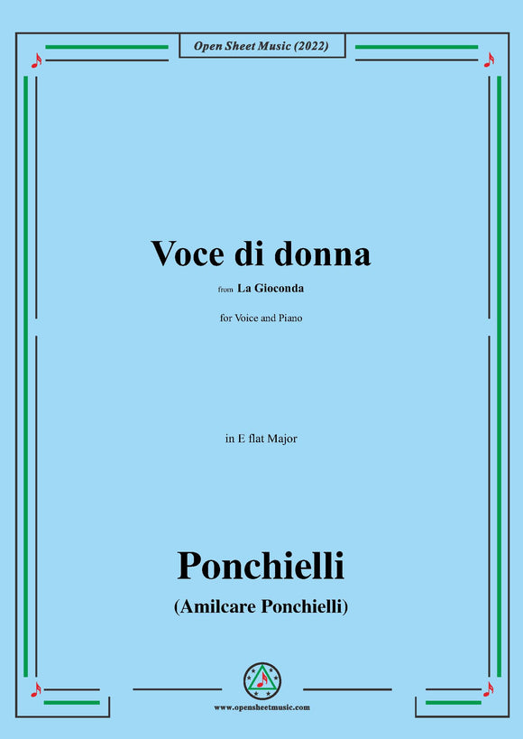 Ponchielli-Voce di donna,from La Gioconda,in E flat Major,for Voice and Piano