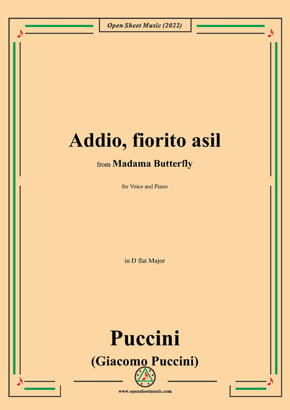 Puccini-Addio,fiorito asil,in D flat Major,from 'Madama Butterfly,SC 74'