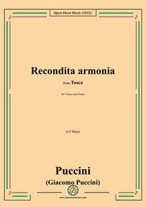 Puccini-Recondita armonia,in F Major,from 'Tosca,SC 69',for Voice and Piano