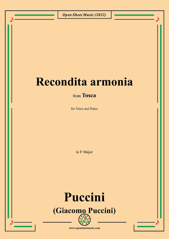 Puccini-Recondita armonia,in F Major,from 'Tosca,SC 69',for Voice and Piano