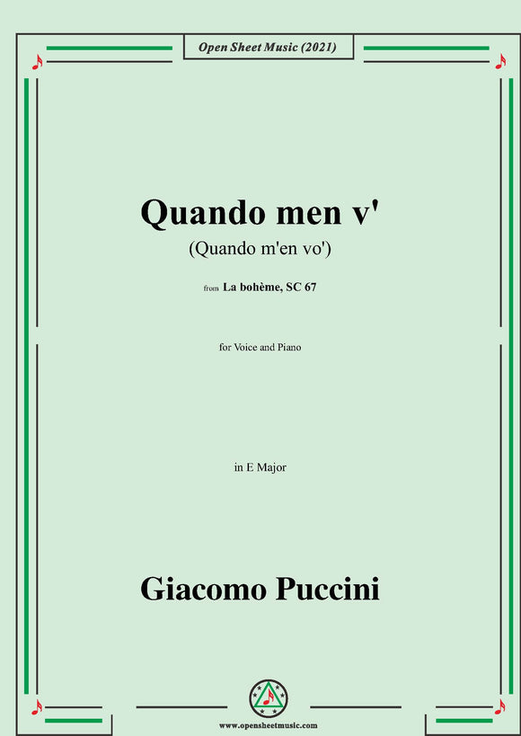 Puccini-Quando men v'(Quando m'en vo'),in E Major