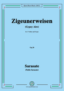 Sarasate-Zigeunerweisen(Gypsy Airs),Op.20,for 2 Violins and Organ