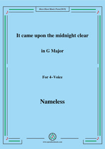 Nameless-Christmas Carol,It came upon the midnight clear,in G Major,for 4 Voicepiano