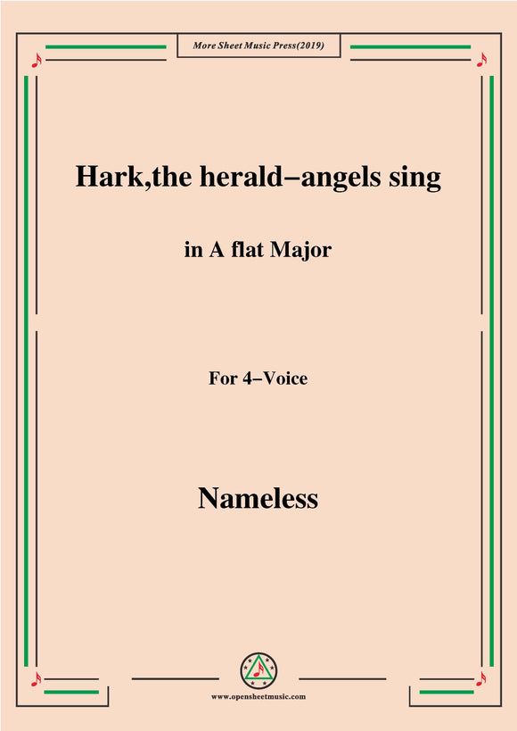 Nameless-Christmas Carol,Hark,the herald-angels sing,in A flat Major,for 4 Voice