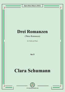 Clara Schumann-Three Romances,Op.22,for Violin and Piano
