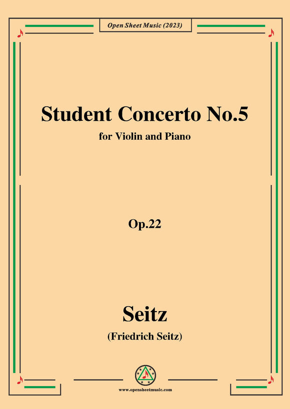 Seitz-Student Concerto No.5,Op.22,in D Major,for Violin and Piano