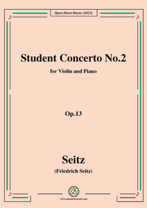 Seitz-Student Concerto No.2,Op.13,in G Major,for Violin and Piano
