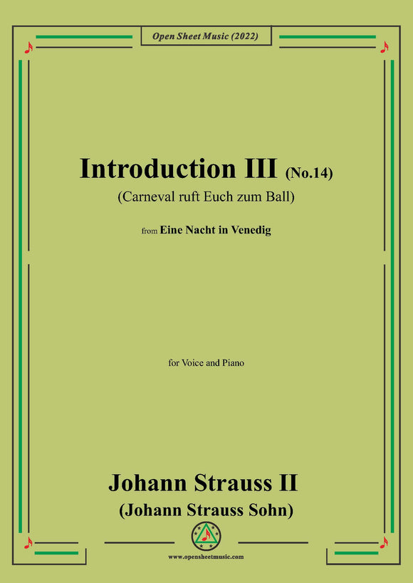 Johann Strauss II-Introduction III(Act III,No.14:Carneval ruft Euch zum Ball)