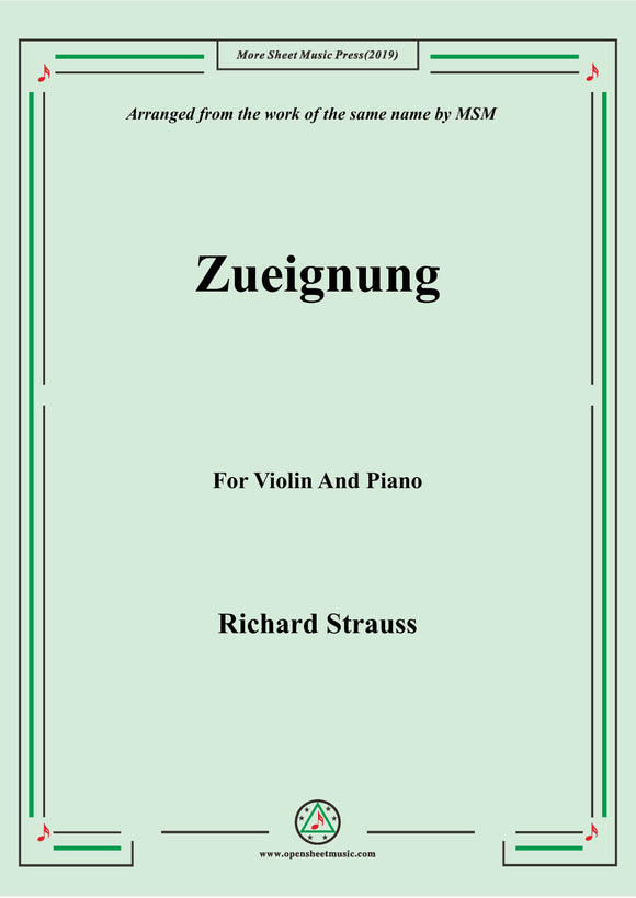 Richard Strauss-Zueignung, for Violin and Piano