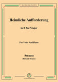 Richard Strauss-Heimliche Aufforderung in B flat Major,for Voice and Piano