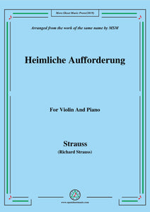 Richard Strauss-Heimliche Aufforderung, for Violin and Piano