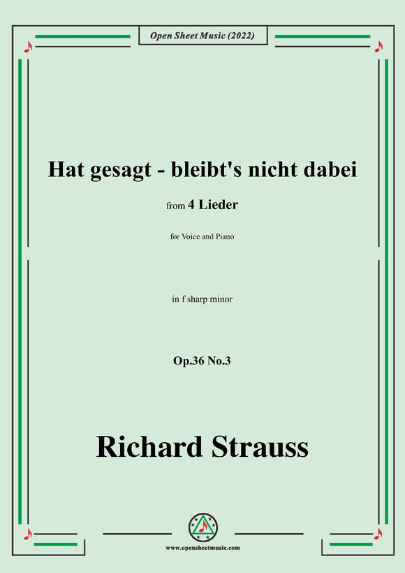 Richard Strauss-Hat gesagt-bleibt's nicht dabei