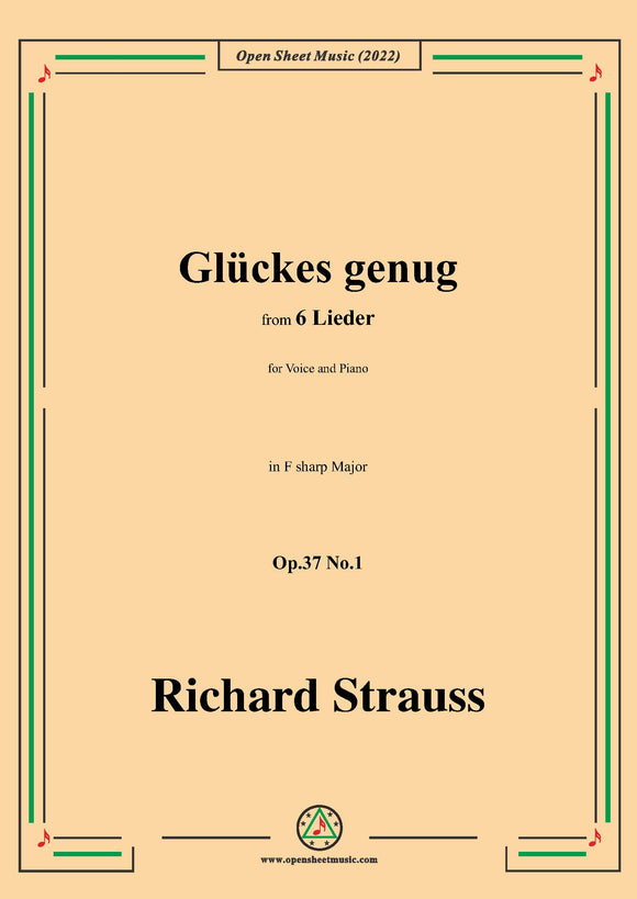 Richard Strauss-Glückes genug,Op.37 No.1