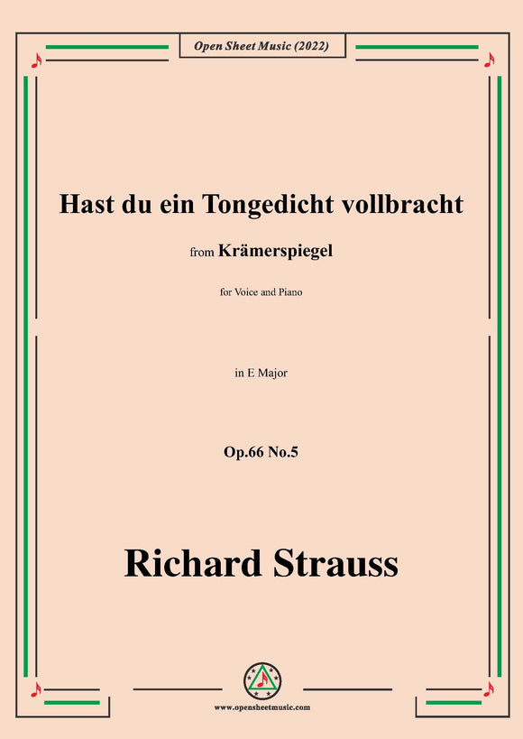 Richard Strauss-Hast du ein Tongedicht vollbracht