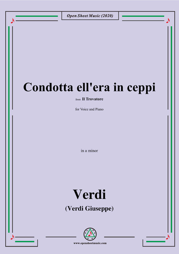 Verdi-Condotta ell'era in ceppi,in a minor,for Voice and Piano