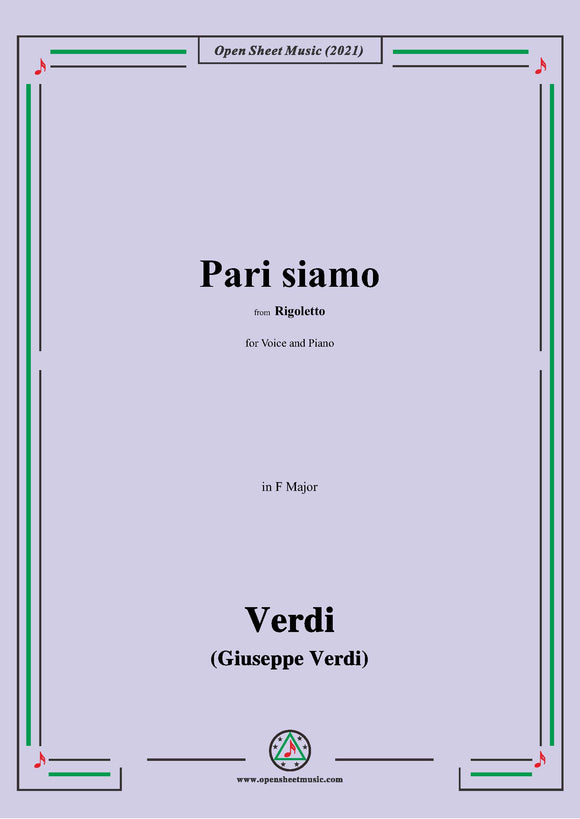 Verdi-Pari siamo,in e minor,for Voice and Piano