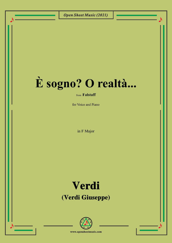 Verdi-È sogno?O realtà...,in F Major,from Falstaff,for Voice and Piano