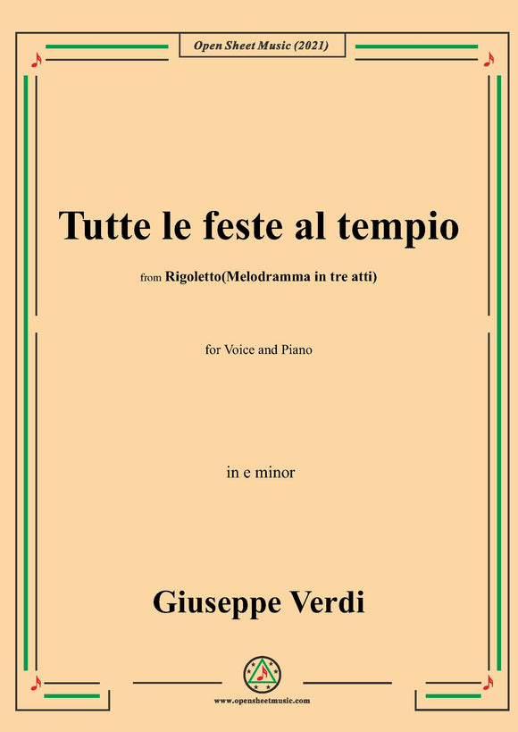 Verdi-Tutte le feste al tempio