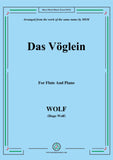 Wolf-Das Vöglein, for Flute and Piano