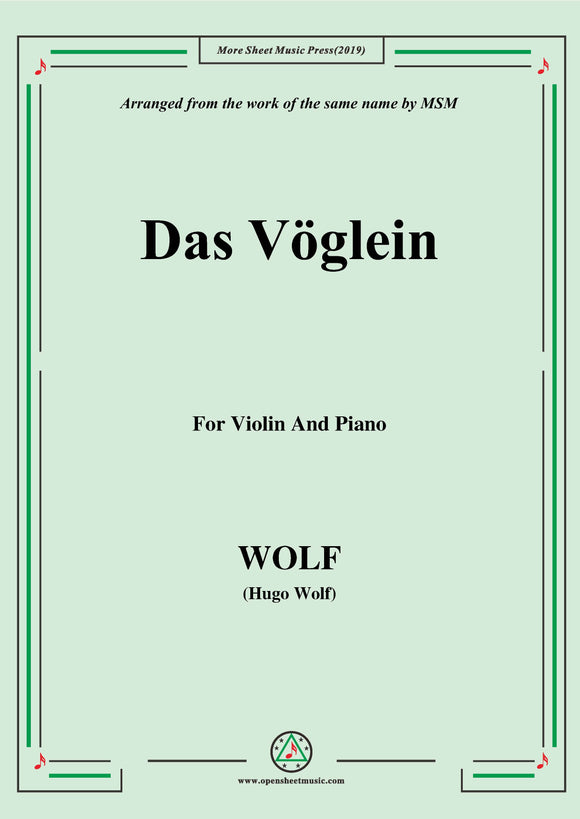 Wolf-Das Vöglein, for Violin and Piano