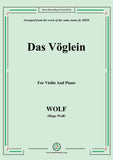 Wolf-Das Vöglein, for Violin and Piano