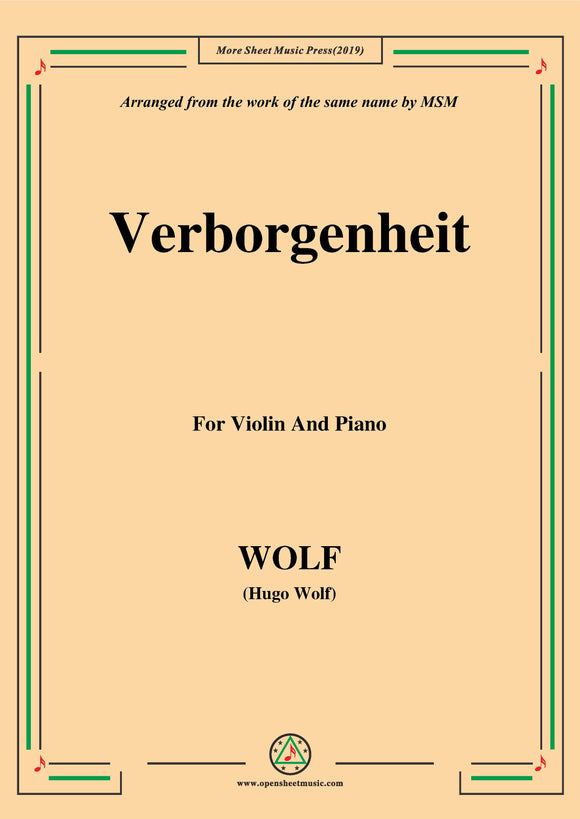 Wolf-Verborgenheit, for Violin and Piano